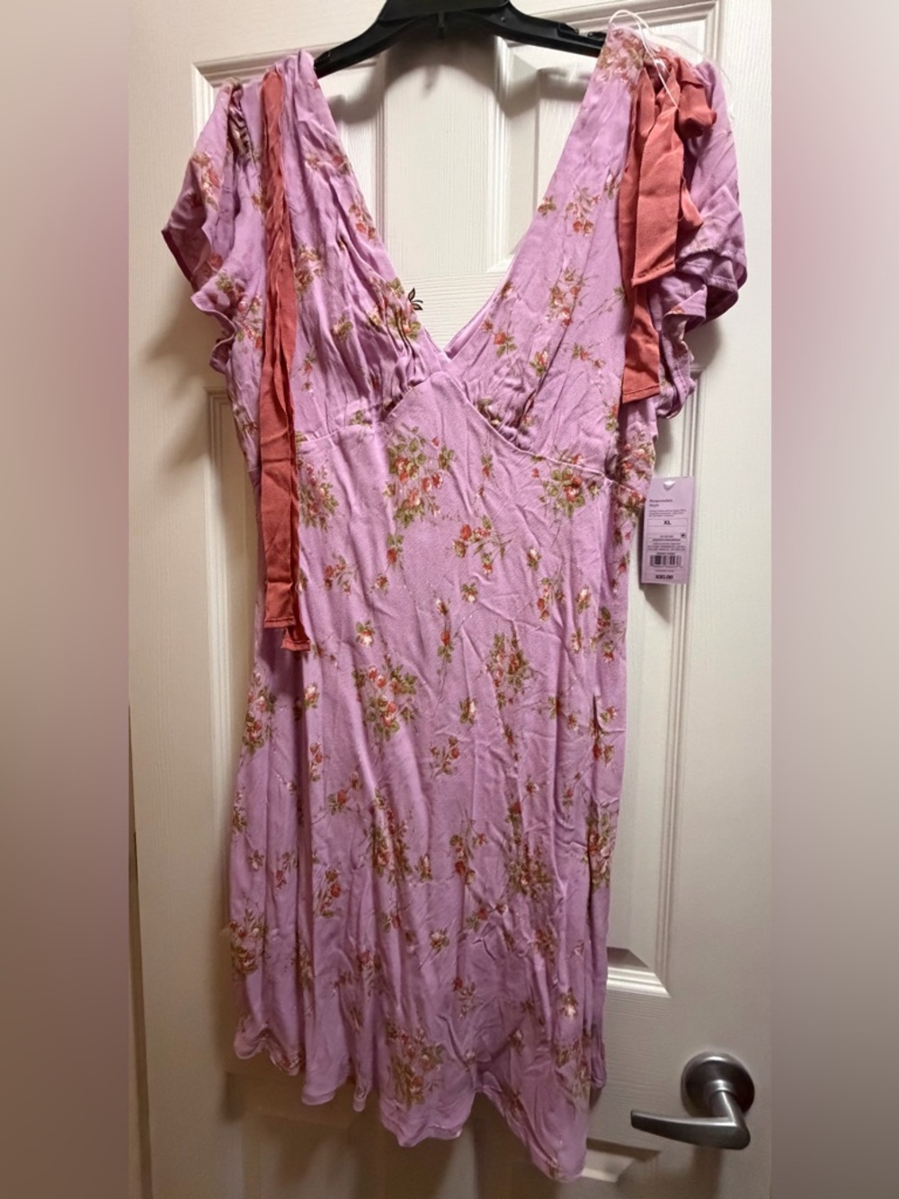NWT wild fable Lavender Floral Wrap Dress with Pink Accent